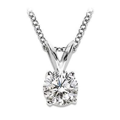 Lady White Gold 14K 2.50 Carat Big Round Cut Diamond Pendant Necklace