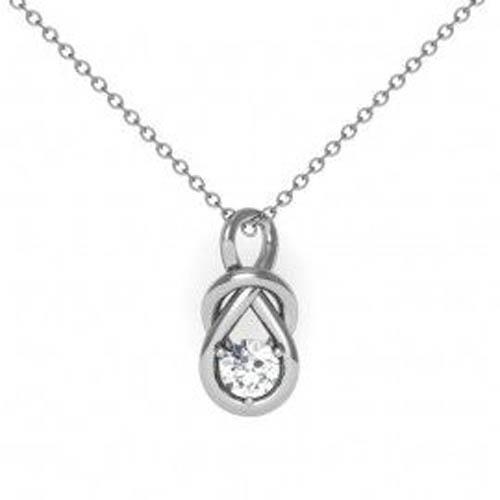 Necklace Pendant Round Solitaire Diamond White Gold 14K 1.00 Carats Jewelry