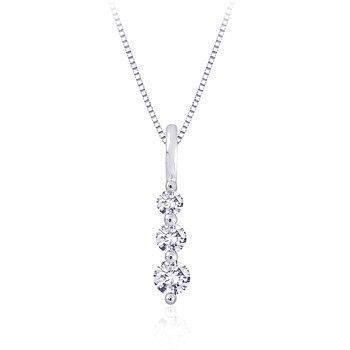 Three Stone Round Diamond Journey Pendant 1.90 Carats White Gold Jewelry