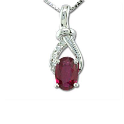 Red Aaa Ruby And Diamonds 3.25 Ct. Pendant Necklace White Gold 14K