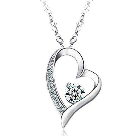 Women Solid White Gold 14K Jewelry Sparkling 2.00 Carats Round Brilliant Cut Diamonds Heart Pendant