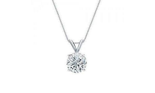 Diamond Necklace Pendant Solitaire White Gold Women Jewelry 1 Carat