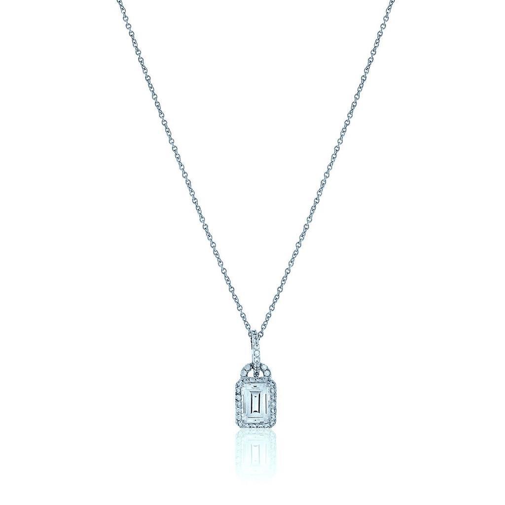 Lock Style Pendant Necklace 1.5 Carats Diamonds White Gold 14K Jewelry