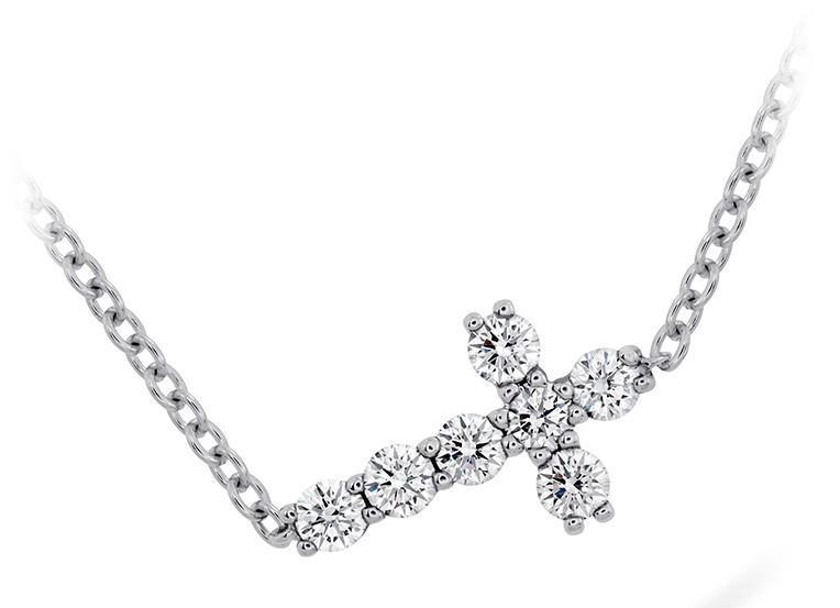 White Gold 14K 1.40 Carats Brilliant Cut Diamonds Cross Necklace Pendant