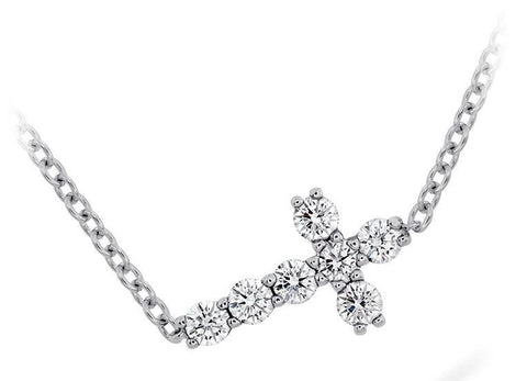 White Gold 14K 1.40 Carats Brilliant Cut Diamonds Cross Necklace Pendant