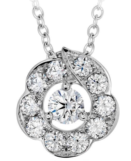 Pendant Necklace 2.25 Carats Round Cut Diamonds 14K White Gold