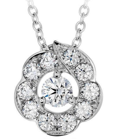 Pendant Necklace 2.25 Carats Round Cut Diamonds 14K White Gold