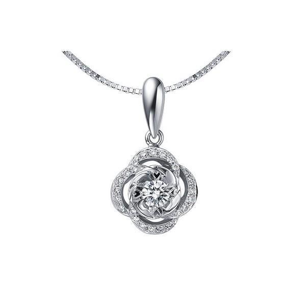 3 Carats Natural Brilliant Cut Diamonds Pendant Necklace White Gold 14K