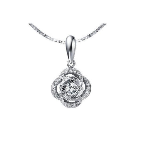 3 Carats Natural Brilliant Cut Diamonds Pendant Necklace White Gold 14K