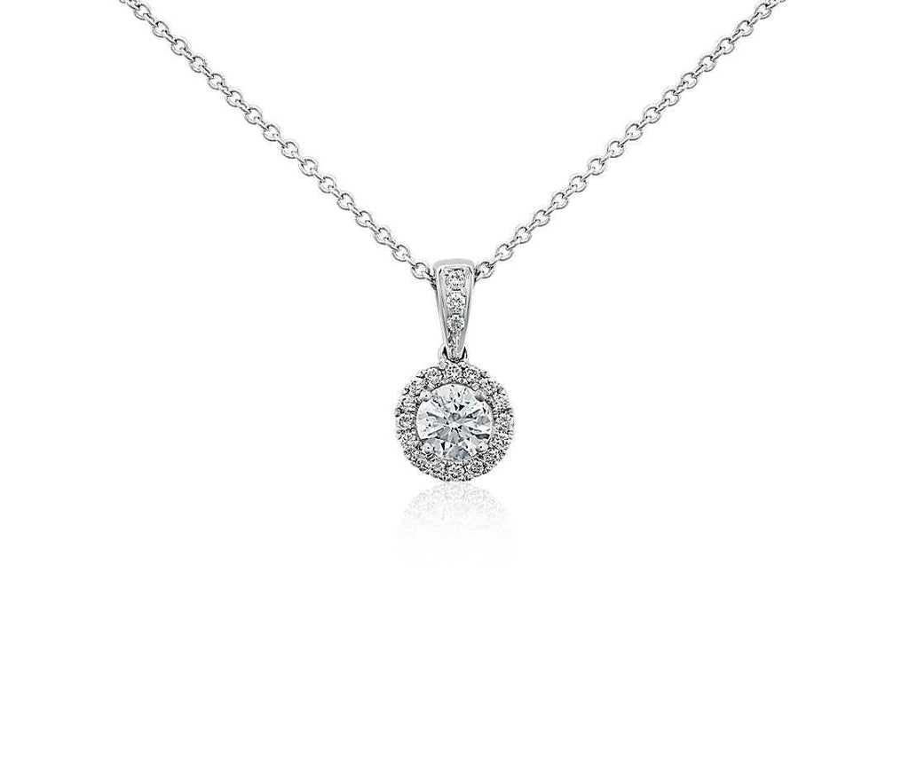 White Gold 14K 2.50 Carats Round Cut Diamonds Pendant Necklace New