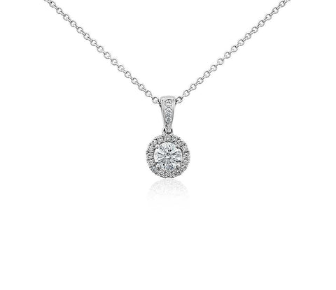 White Gold 14K 2.50 Carats Round Cut Diamonds Pendant Necklace New