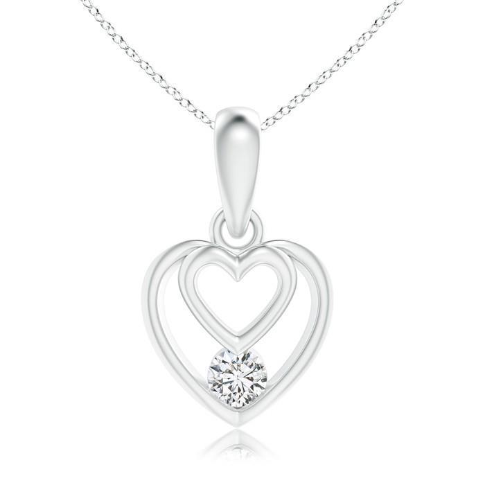 Heart Shape F Vs1 1.00 Carat Round Diamond Pendant Necklace Gold 14K