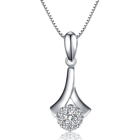 Round Cut Sparkling 3.50 Carats Diamonds Pendant Necklace Gold 14K