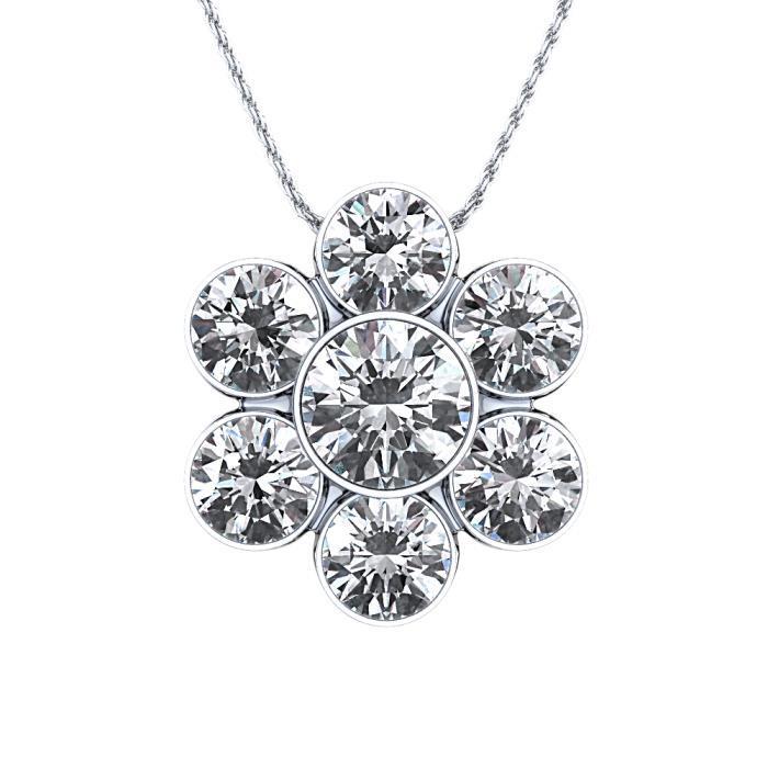 8.00 Carats Round Brilliant Cut Diamonds Necklace Pendant White Gold 14K