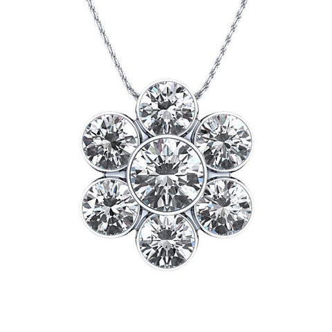 8.00 Carats Round Brilliant Cut Diamonds Necklace Pendant White Gold 14K
