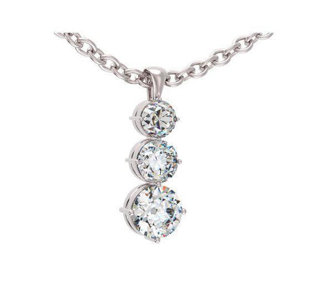 2.25 Carats Brilliant Cut F Vs1 Diamonds Pendant Necklace 14K Gold