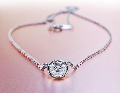1.00 Carats Sparkling F Vs1 Diamond Necklace Pendant Gold White 14K