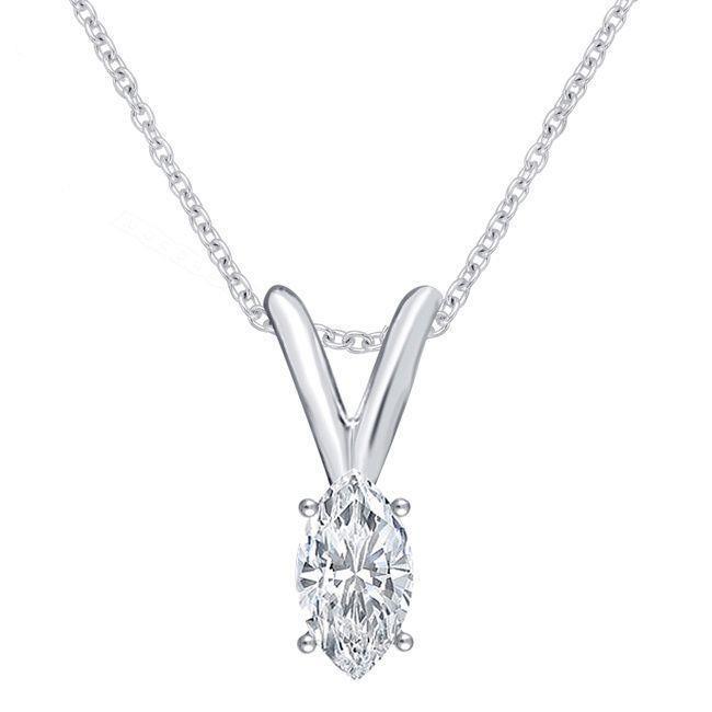 White Gold 14K Marquise Cut 2.00 Carats Diamond Necklace Pendant