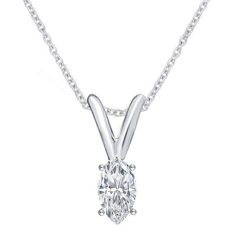 White Gold 14K Marquise Cut 2.00 Carats Diamond Necklace Pendant