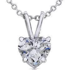 White Gold 14K 2.5 Carats Heart Shaped Diamond Necklace Pendant
