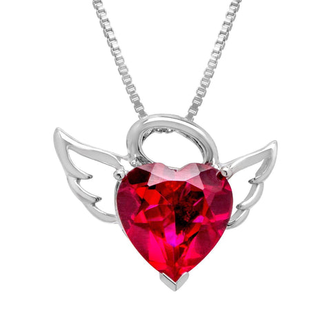 Heart Cut 7.00 Ct Solitaire Ruby Pendant Necklace White Gold 14K