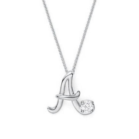A Initial Style 1.00 Ct. Diamond Necklace Pendant 14K White Gold