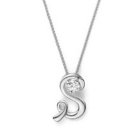Round Diamond Solitaire S Initial Necklace Pendant Gold White 1 Ct