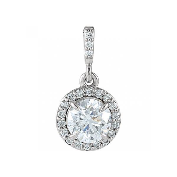 White Gold 14K  Prong Setting Round Cut 3.10 Carats Diamonds Pendant Necklace With Chain