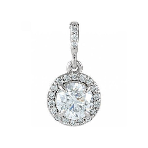 White Gold 14K  Prong Setting Round Cut 3.10 Carats Diamonds Pendant Necklace With Chain
