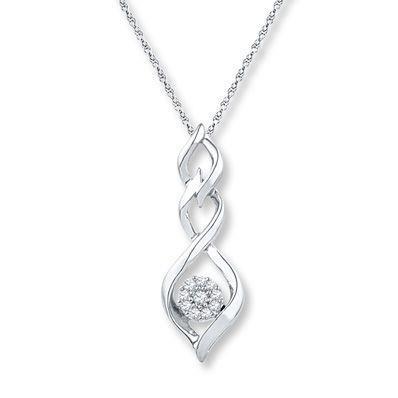 Round White Diamond Necklace Pendant White Gold 14K 1 Carats