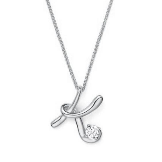Round Diamond Solitaire K Initial Necklace Pendant Gold White 1 Carat