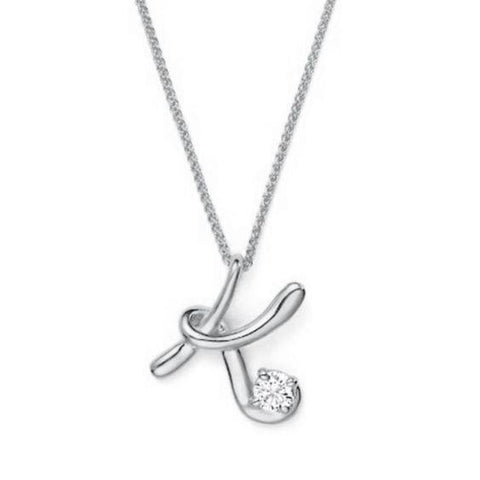 Round Diamond Solitaire K Initial Necklace Pendant Gold White 1 Carat