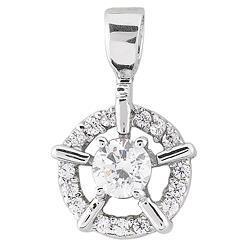 Circle Pendant Necklace  Round Cut Diamonds White Gold 14K 1.75 Ct.
