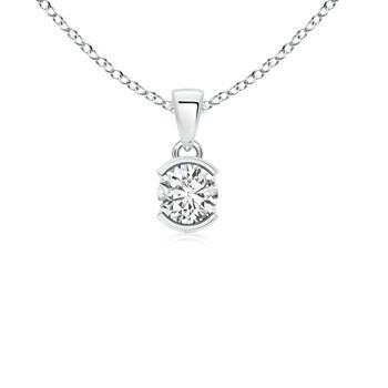 Half Bezel Setting  White Round Solitaire Diamond Necklace Pendant