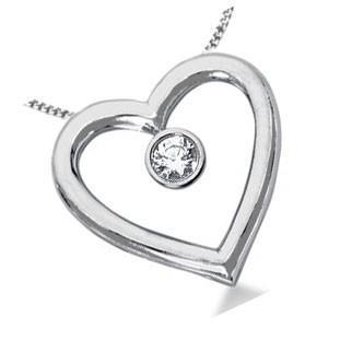 Round Diamond Heart Shape Pendant Solid Gold 14K Sparkling  0.50 Ct
