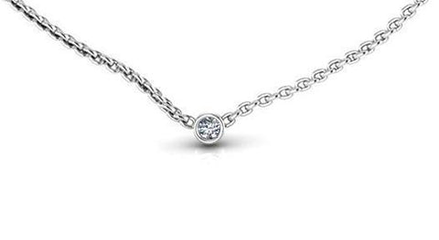 Lady White Gold 14K Solitaire F Vs1 1.00 Carats Diamond Pendant Necklace