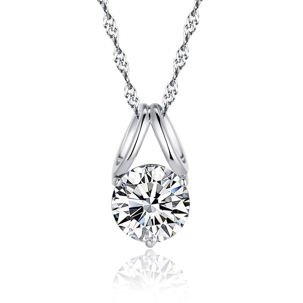 White Gold 14K Lady Jewelry Round Brillint Cut Solitaire 2.00 Carat Diamond Necklace Pendant