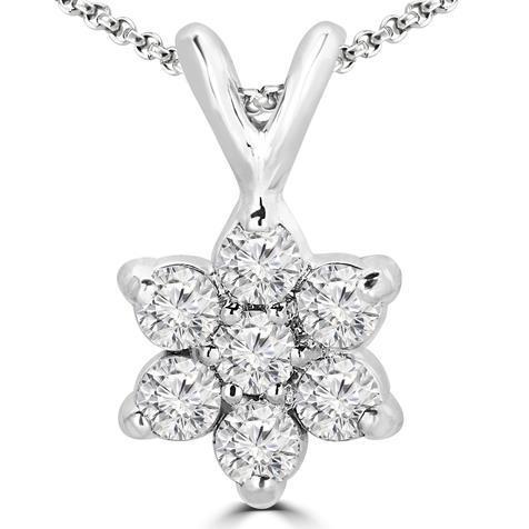 Round Cut 3.50 Carats Diamonds Pendant Necklace Women Jewelry 14K White Gold