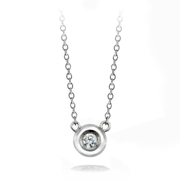 Bezel Set Brilliant Cut 0.75 Ct Diamond Pendant Necklace White Gold