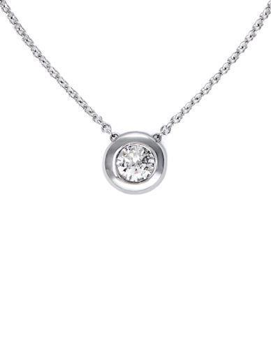 White Gold 14K Bezel Set Diamond Pendant Round Cut Solitaire 0.75 Ct
