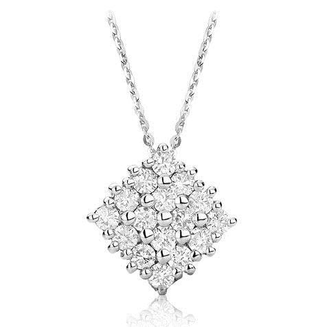 Round Cut 4.00 Carats Diamonds Cluster Pendant Necklace Jewelry Women 14K White Gold