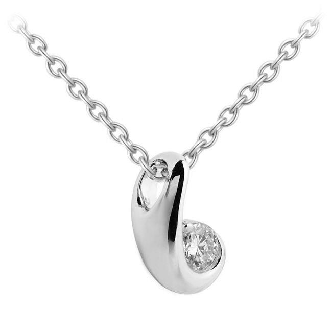 White Gold  0.75 Ct Solitaire Diamond Bezel Set With Chain Pendant