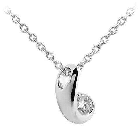 White Gold  0.75 Ct Solitaire Diamond Bezel Set With Chain Pendant