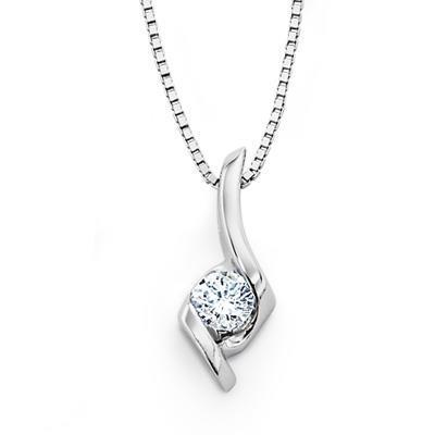 White Gold 14Ksolitaire Bezel Set Diamond Pendant  H I1 0.75 Carat