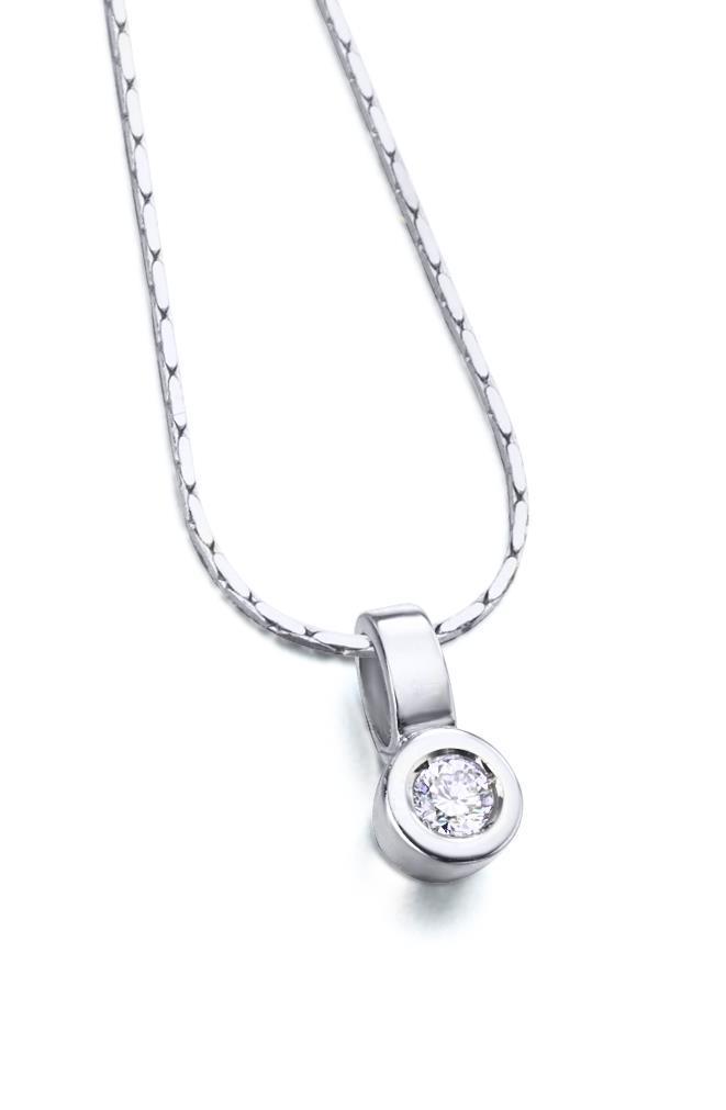 Bezel Set Round Cut Sparkling  Diamond Pendant 0.75 Ct Gold White