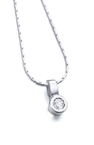 Bezel Set Round Cut Sparkling  Diamond Pendant 0.75 Ct Gold White