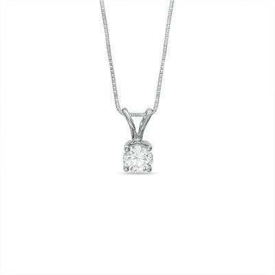 Solitaire Round Diamond Pendant White Gold 14K New 0.40 Carats