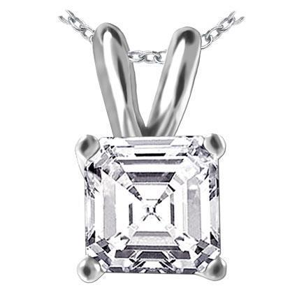 White Gold 14K Jewelry Big Asscher Shaped Solitaire Diamond Ladies Pendant Necklace
