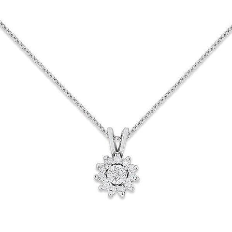 Pendant Necklace With Chain 1.75 Carats Round Diamond White Gold 14K