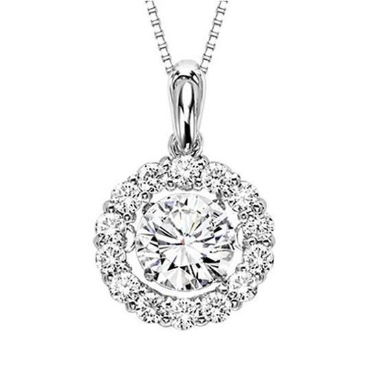 Sparkling 3.50 Carats Round Cut Diamonds Pendant Necklace Wg 14K